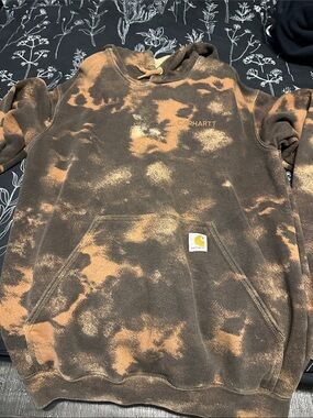 Carhartt Men’s Brown and Tan Tie-Dye Crewneck Hoodie